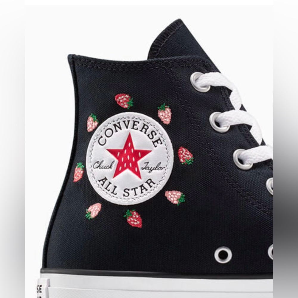 Embroidered Strawberry High Top Converse
